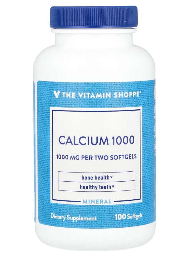 The Vitamin Shoppe Calcium 1000 1000 mg 100 Softgels (500 mg per Capsule) - Image 1