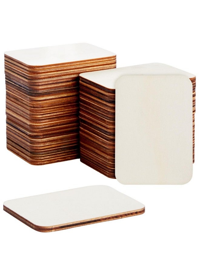 Bright Creations 36 Pack Unfinished Wood Rectangles for Crafts, 2.5 x 3.5 Wooden Cutouts with Rounded Corners for Business Cards, DIY Projects, Gift Tags - Image 1