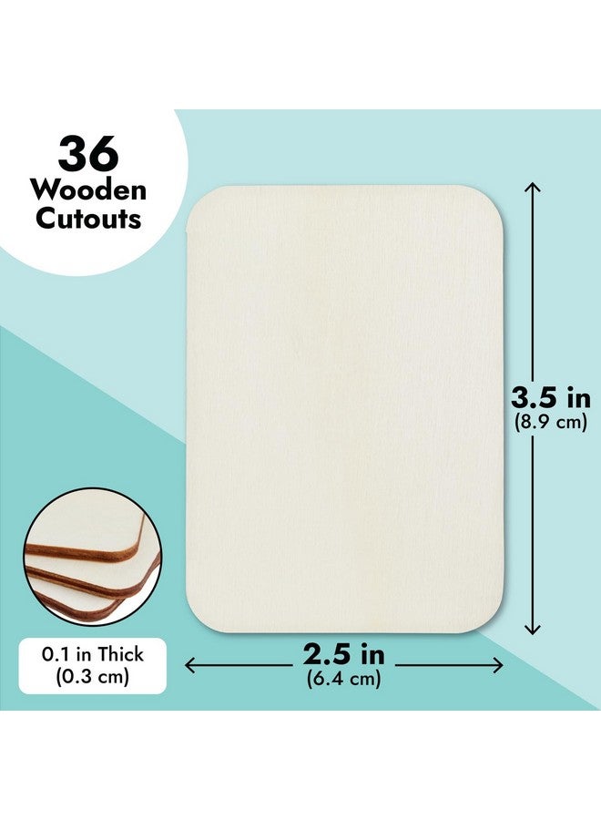 Bright Creations 36 Pack Unfinished Wood Rectangles for Crafts, 2.5 x 3.5 Wooden Cutouts with Rounded Corners for Business Cards, DIY Projects, Gift Tags - Image 5