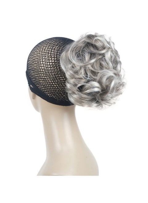 Short Curly Grey Ponytail Lady Synthetic Claw Clip On Extensions(48T)
