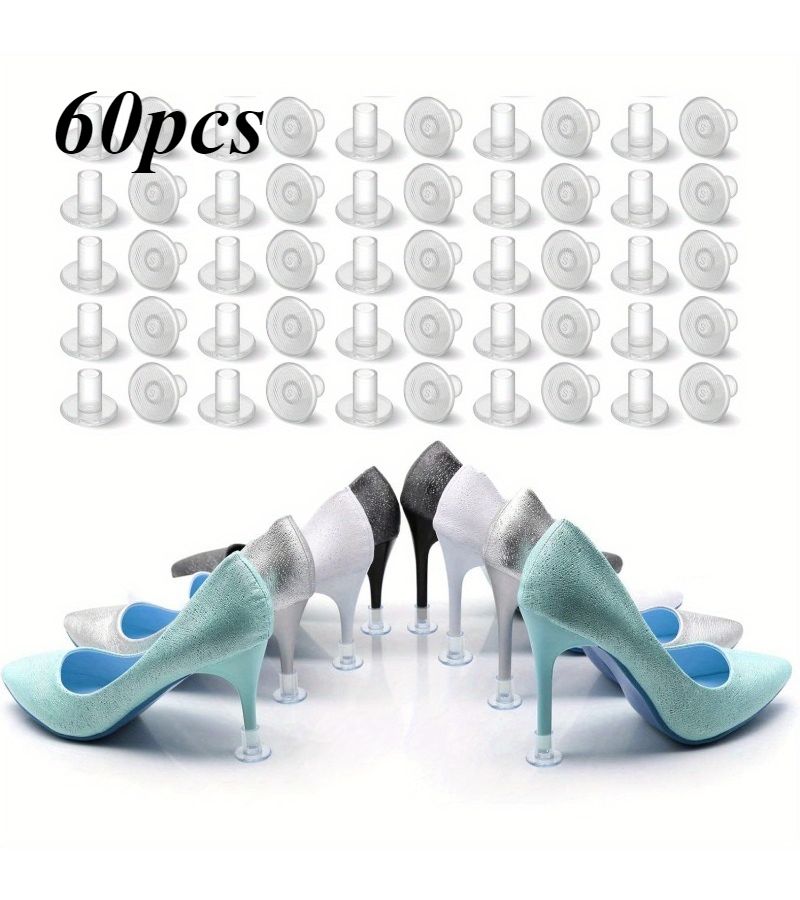 60pcs Plastic High Heel Protectors With Mufflers Three Sizes Stop Sinking Grass Gravel - Image 1