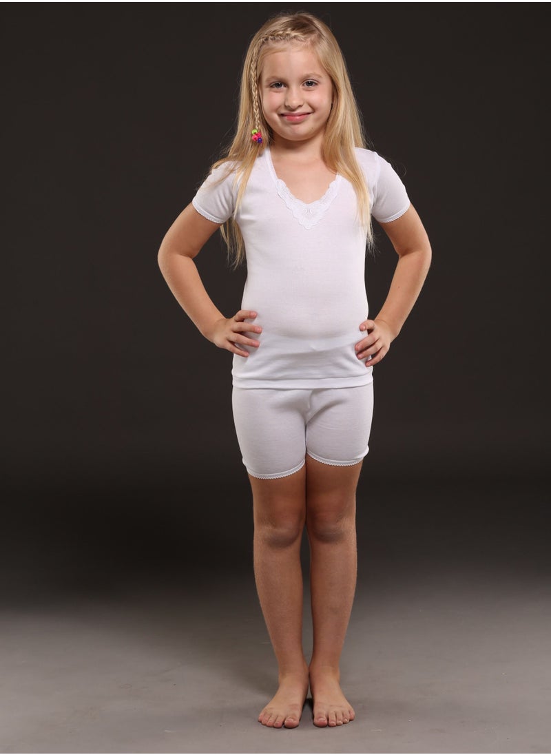 DeloPik - (pack of 3) Girls Cotton White Undershirt T-shirt and Boxer brief, Everyone white underwear set for girls(9-10 YEARS) - Image 1