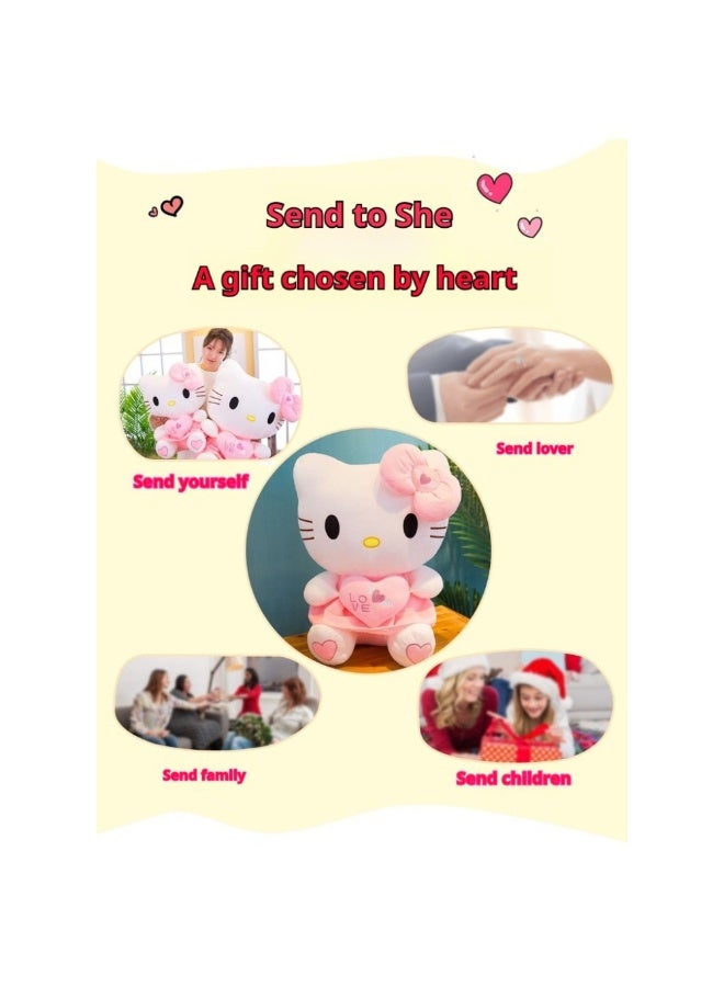 سانريو لعبة محشوة ناعمة للغاية على شكل شخصية كرتونية جميلة من هالو كيتي، قطعة واحدة، وسادة عناق قصيرة وناعمة للغاية - Image 2