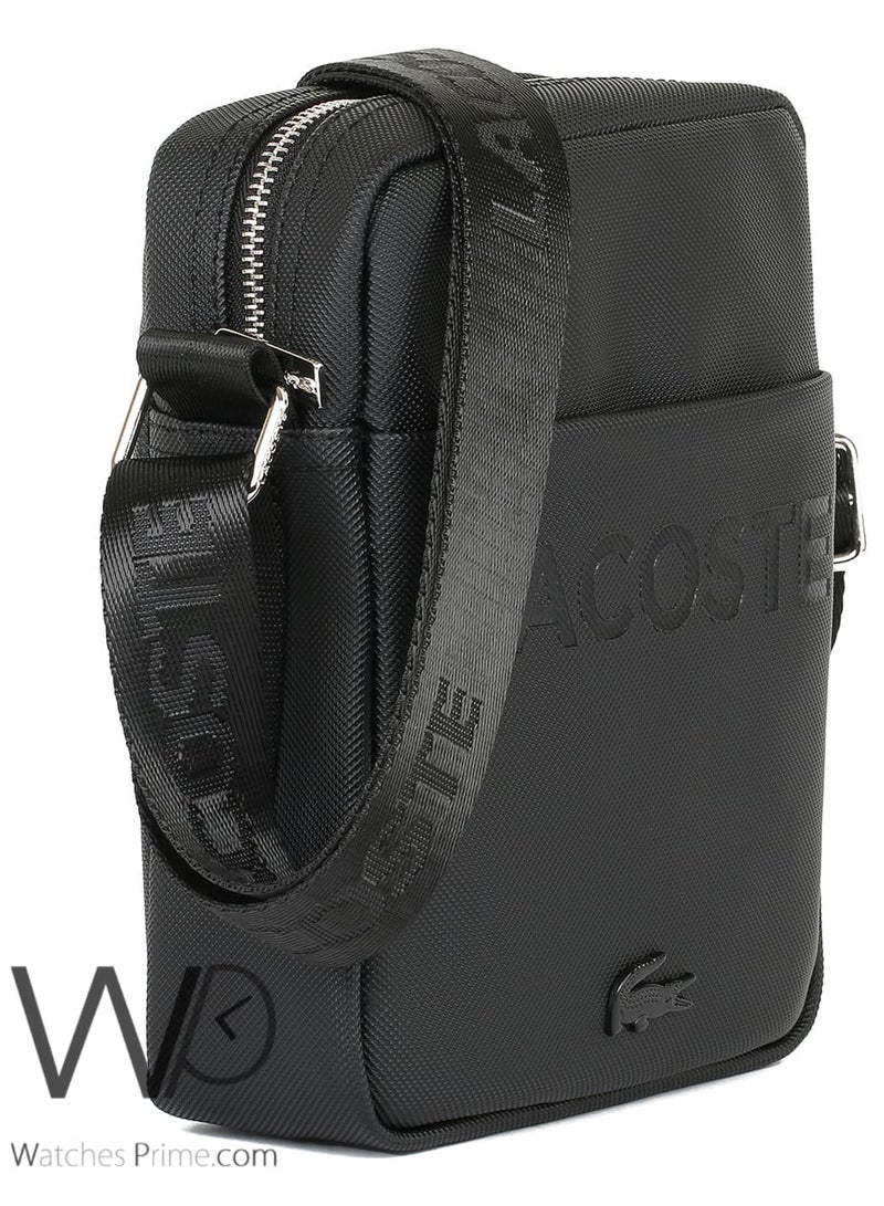 لاكوست حقيبة كتف لاكوست كروس للرجال شنطة باللون الأسود - Image 4