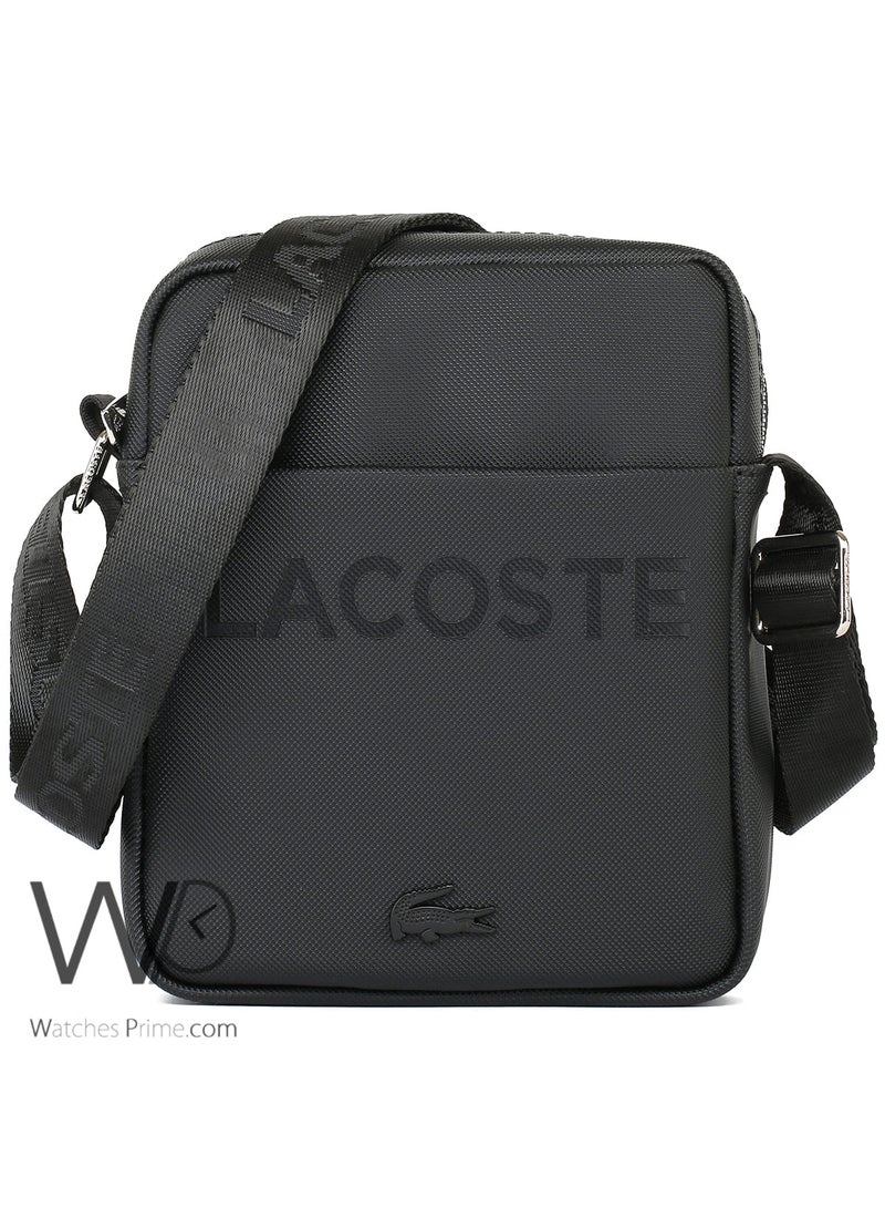 لاكوست حقيبة كتف لاكوست كروس للرجال شنطة باللون الأسود - Image 1