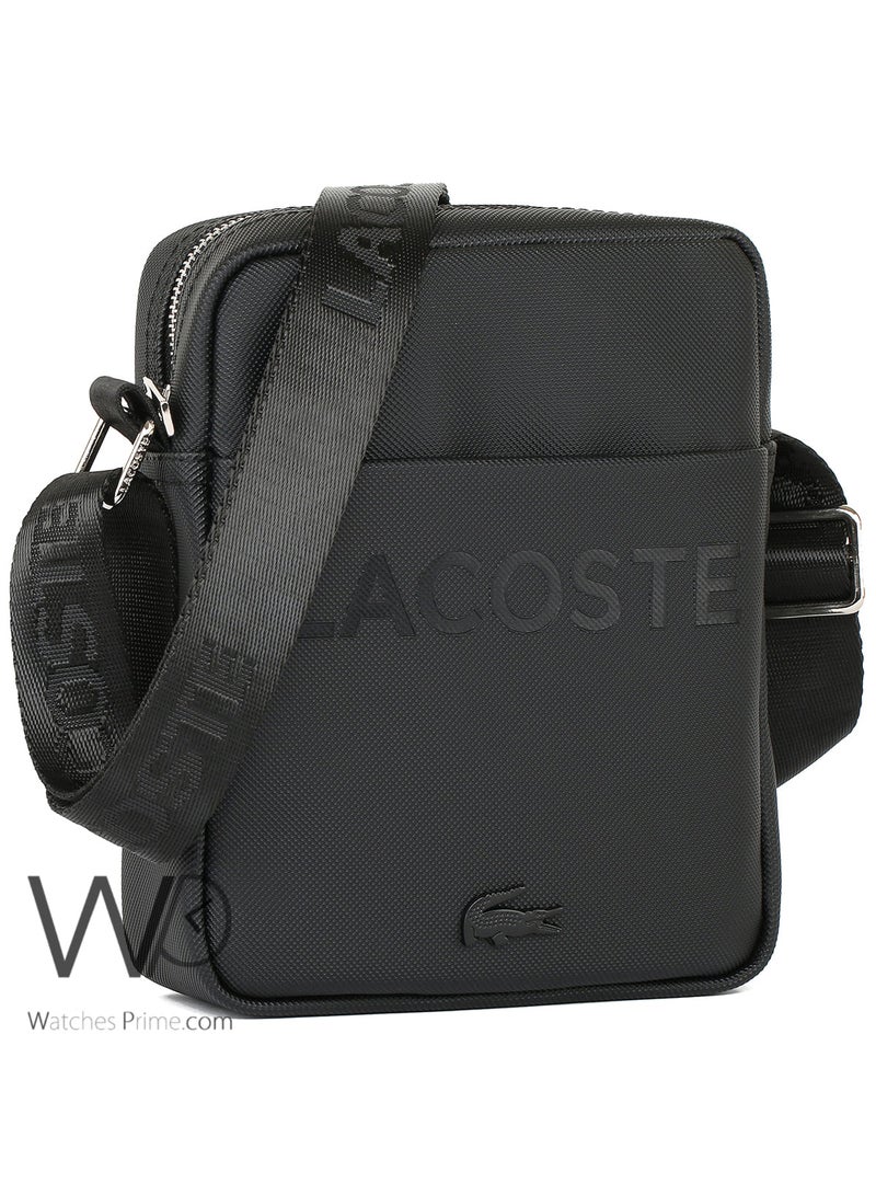 لاكوست حقيبة كتف لاكوست كروس للرجال شنطة باللون الأسود - Image 2