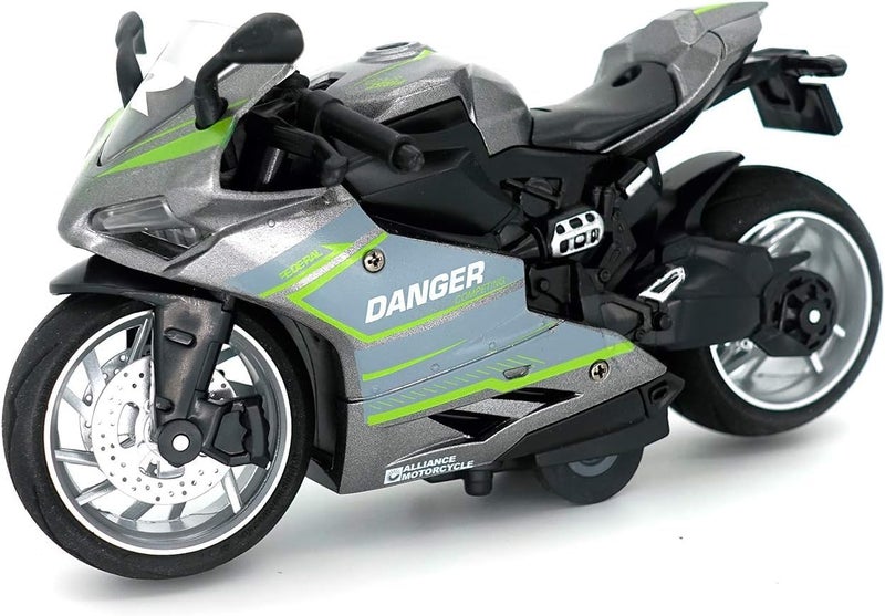 FEXXA Police Motorcycle Toy - Pull Back Motorcycle Toys, Tiny Gift with Music Lighting, Latte Motorcycles Toy for Kids Boys Age 3-8 Year Old [NEW] (R1-Silver) - Image 1