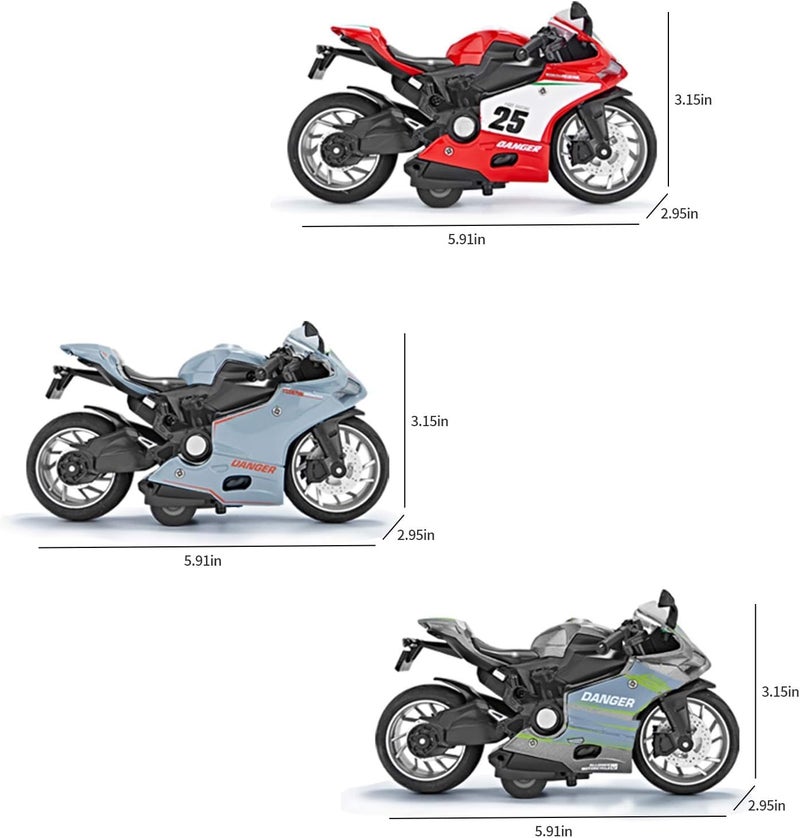 FEXXA Police Motorcycle Toy - Pull Back Motorcycle Toys, Tiny Gift with Music Lighting, Latte Motorcycles Toy for Kids Boys Age 3-8 Year Old [NEW] (R1-Silver) - Image 5