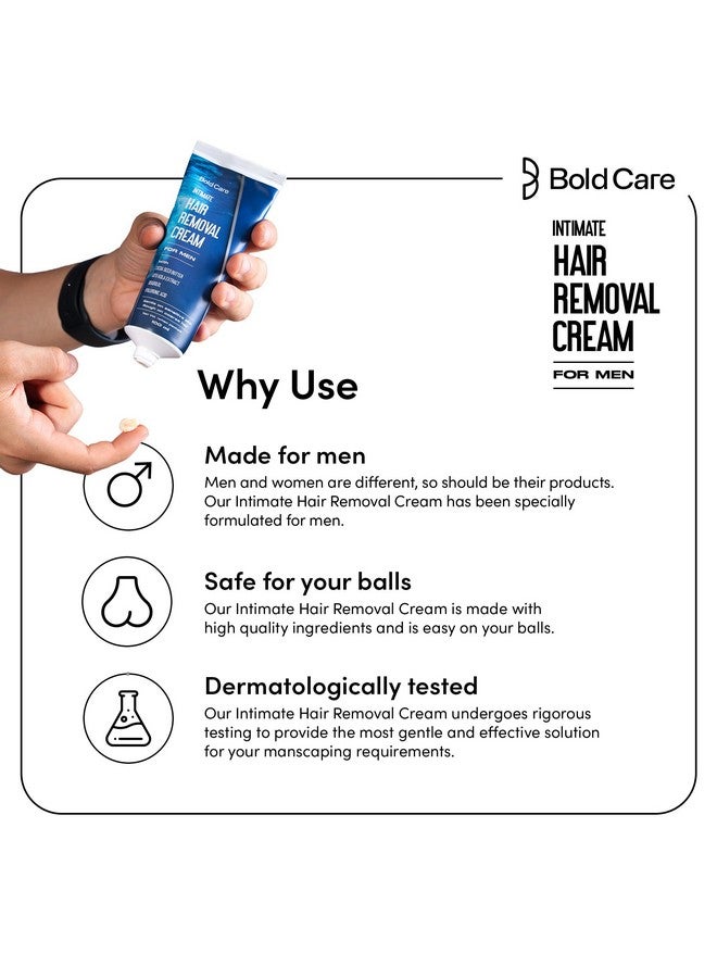 Bold Care Intimate Hair Removal Cream For Men Fast & Painless, Soothing For Unwanted Coarse Pubic Hair, Suitable For All Skin Types 100Ml - Image 4