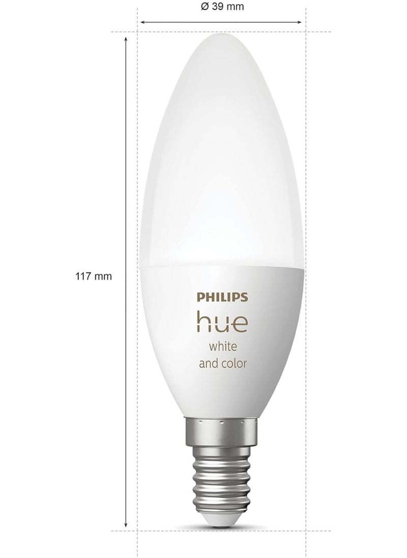 Philips - Philips Hue Twin Pack White and Color Ambiance Candle Led Smart Bulb [E14 Edison Screw] With Bluetooth And Works with Alexa And Google Assistant And Apple Homekit  2 Pack - Image 1