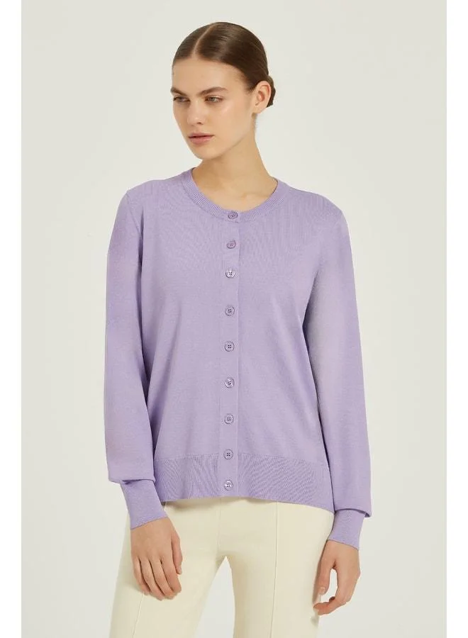 Mısırlı 1951 Lilac Buttoned V‑Neck Women's Cardigan.