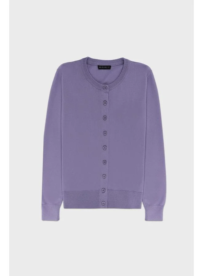 Mısırlı 1951 Lilac Buttoned V‑Neck Women's Cardigan.