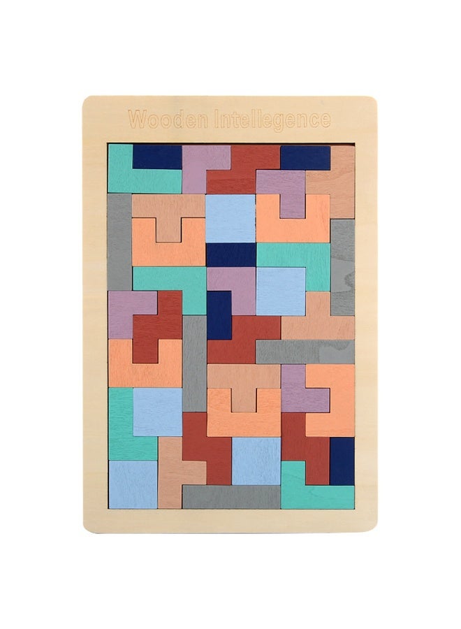 Wooden Educational Montessori Puzzle Blocks - Tetris Style Brain-Boosting Toy