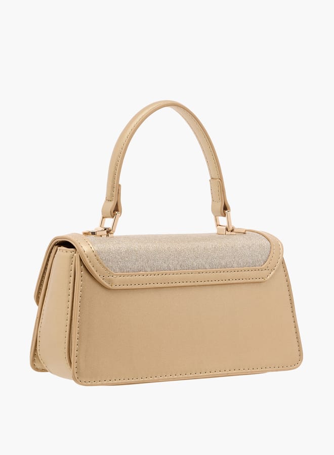 Flora Bella By Shoexpress Women Panelled Satchel Bag with Detachable Strap and Button Closure  - Image 3