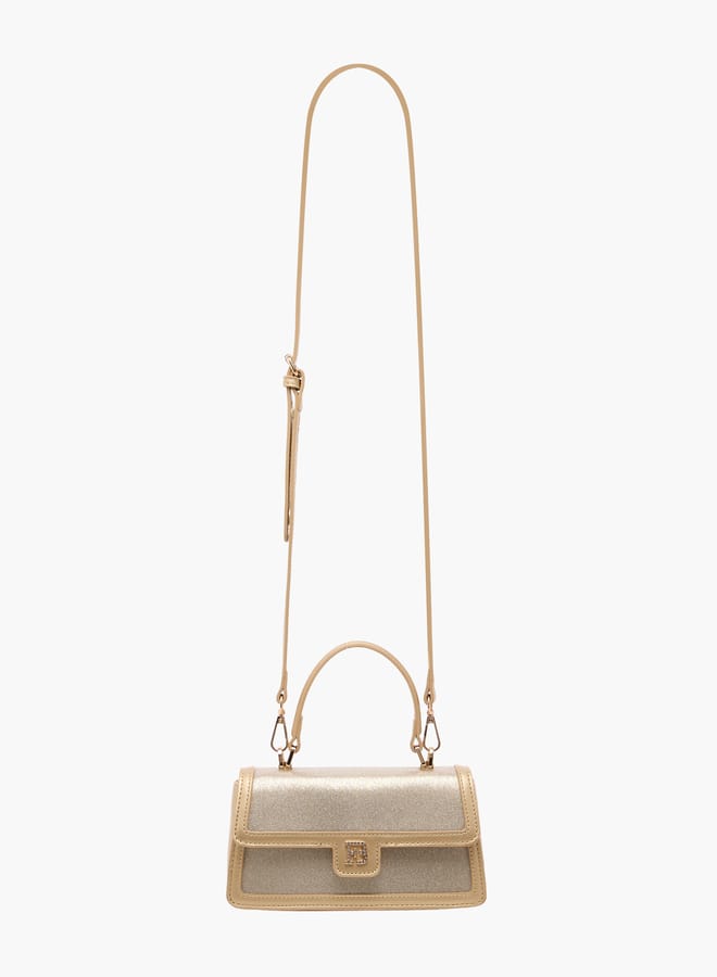 Flora Bella By Shoexpress Women Panelled Satchel Bag with Detachable Strap and Button Closure  - Image 2