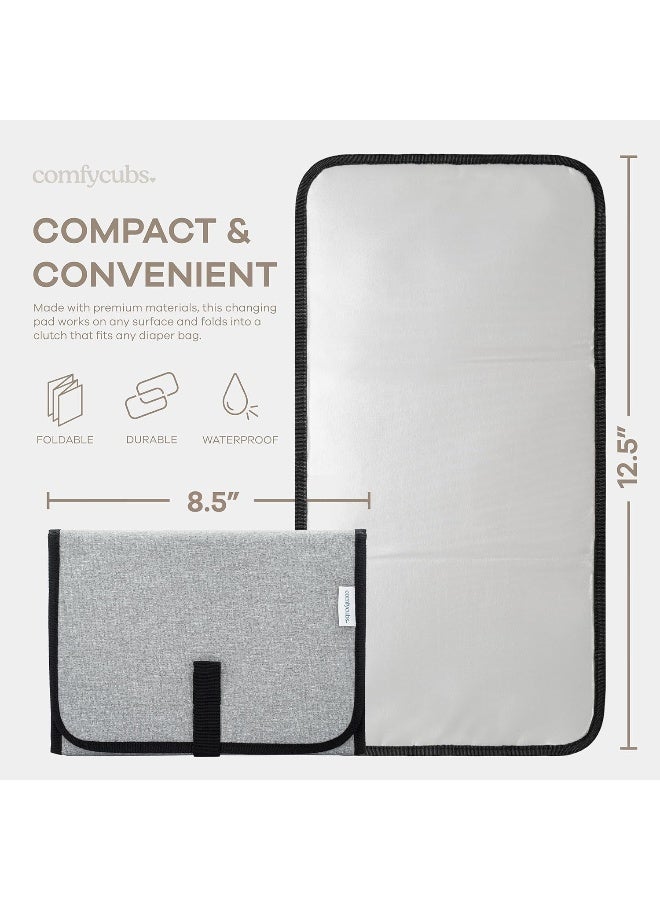 Comfy Cubs Baby Portable Changing Pad, Diaper Bag, Travel Mat Station, Grey Compact - Image 3