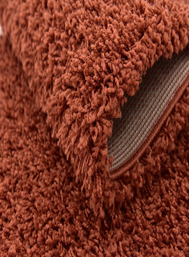 يونيك لوم سجادة ممر من مجموعة Unique Loom Solid Shag Collection Terracotta مقاس 2 × 6 (2' 2" × 6') - Image 5
