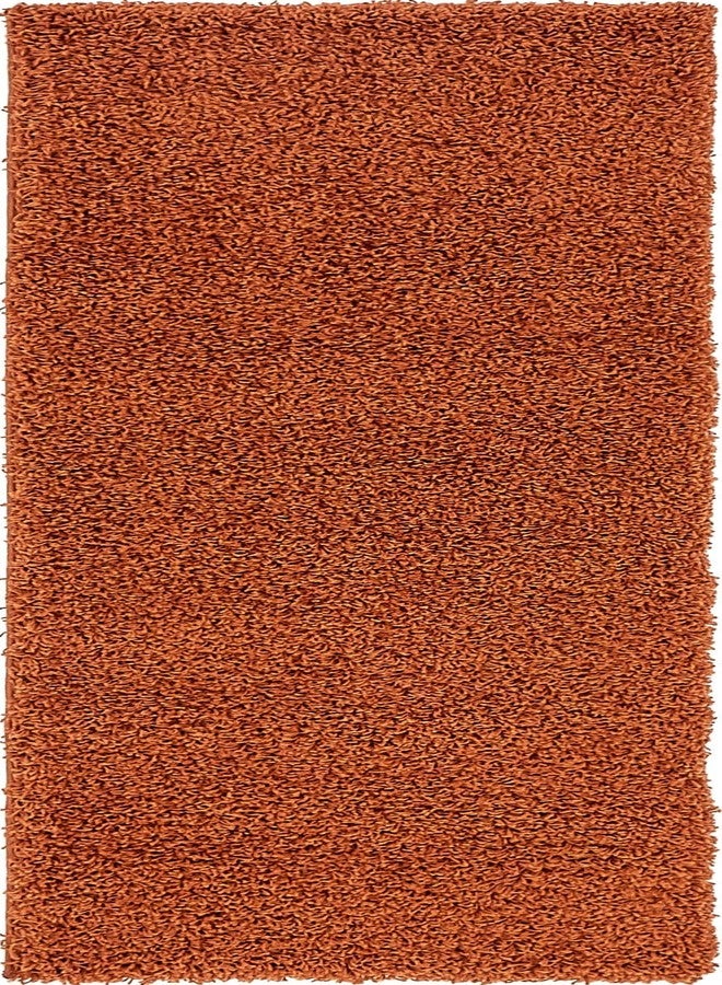 يونيك لوم سجادة ممر من مجموعة Unique Loom Solid Shag Collection Terracotta مقاس 2 × 6 (2' 2" × 6') - Image 2