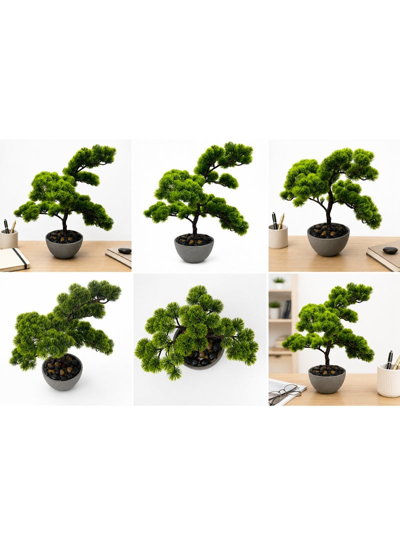 شجرة بونساي أرز ياباني صناعية، زينة بوعاء سيراميك للمنزل والمكتب - Image 5