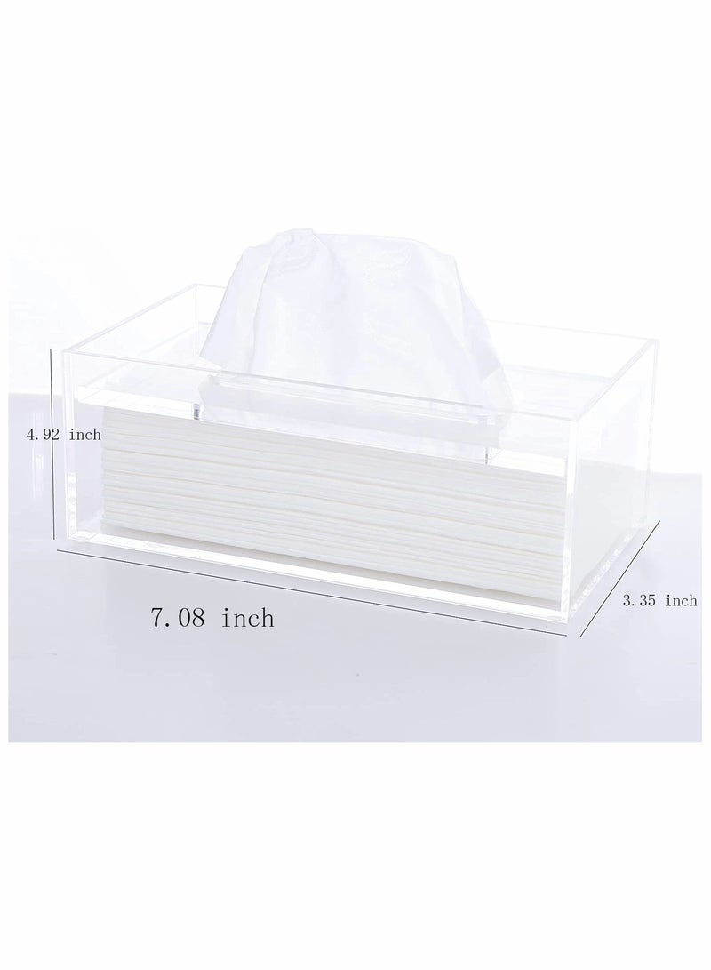 Excefore Acrylic Tissue Dispenser Box Cover Holder Clear Rectangle Napkin Organizer for Bathroom, Kitchen and Office Bedroom  - Image 2