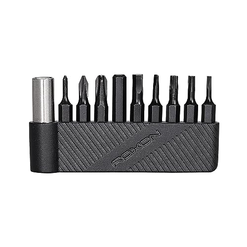 ROXON 9 pcs bit group set with magnet extended holder to adapt bits for ROXON KS2, H1, S802S, M2, M3 ; Different sizes of screwdriver T8 T6 T10 PH0 PH2 - Image 1