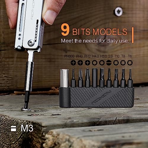 ROXON 9 pcs bit group set with magnet extended holder to adapt bits for ROXON KS2, H1, S802S, M2, M3 ; Different sizes of screwdriver T8 T6 T10 PH0 PH2 - Image 4