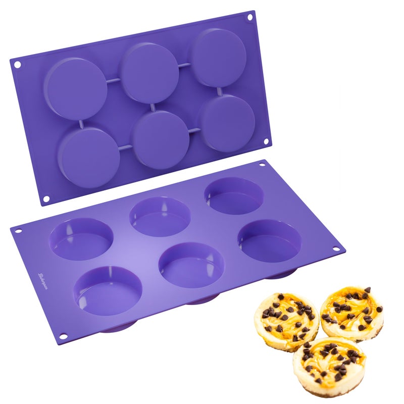 Bakerpan Silicone Muffin Top Pans Non Stick  Set of 2  Mini Tart Pans Mini Cheesecake Pan Whoopie Pie Pan Cookie Mold Egg Molds 2 12 Inch Cavity