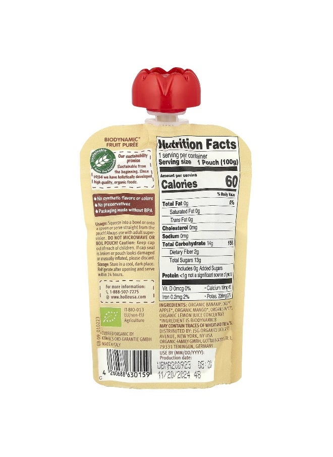 Holle Holle, Organic Fruit Puree, Banana Llama, 6+ Months, Banana, Apple, Mango & Apricot, 3.5 oz (100 g)  - Image 2
