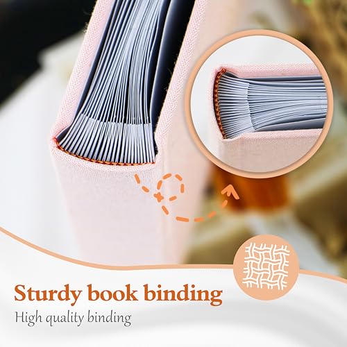 Holoary Baby Photo Album 4x6 100 Photos with Writing Area, 100 Pockets 4x6 Picture Album, Linen Fabric Cover Picture Book for Photos, Baby Photo Albums Hot Stamping Cover(Pink) - Image 4