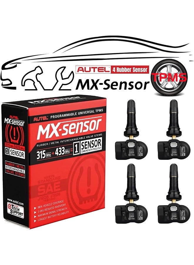 Autel Autel MaxiTPMS MX Sensor 4pcs Pack Rubber Stem 315/433MHz TPMS Sensor  - Image 1