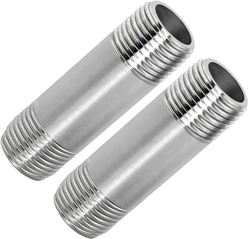 Fitvell 304 Stainless Steel Nipple Pipe Fitting 1" NPT X 1" NPT Male Thread Cast Pipe Fittings 2" 50mm Length (pack of 2) - Image 5