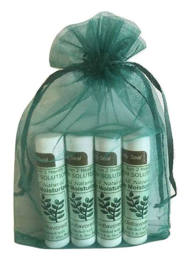 aim 2 health All Natural Lip Moisturizer for Dry Cracked Lips Providing Deep Moisture & Repair Special Package of 4 15 OZ Tubes of Lip Balms Unflavored 4 Pack in Organza Pouch  - Image 4