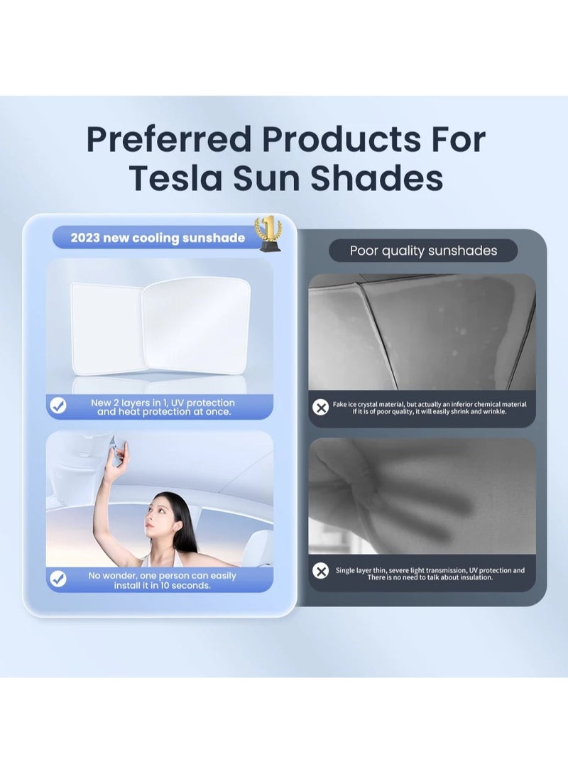 AROAQ YZ For Tesla Model 3 Y 2021-2023 Car Sun Visor Upgrade Ice Towel Buckle Sun Shades Glass Roof Clarity Vehicle - Image 2