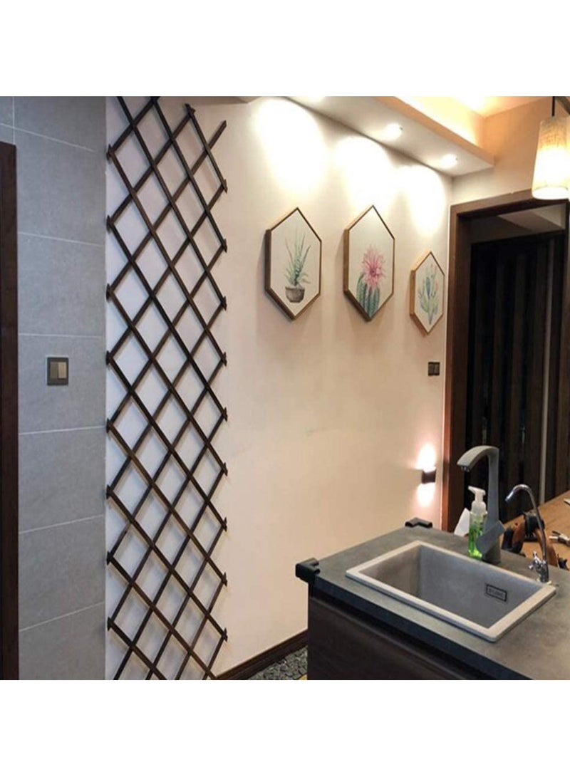 LINGWEI Wooden Trellis Fence Lattice Wall Fence Wooden Garden Fence Brown 115x105cm - Image 2