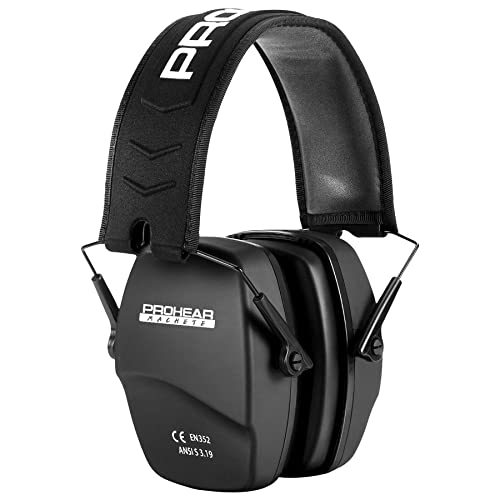 PROHEAR 016 Ear Protection Safety Earmuffs for Shooting, NRR 26dB Noise Reduction Slim Passive Hearing Protector with Low-Profile Earcups, Compact Foldable Ear Defenders for Gun Range, Hunting (Black) - Image 1