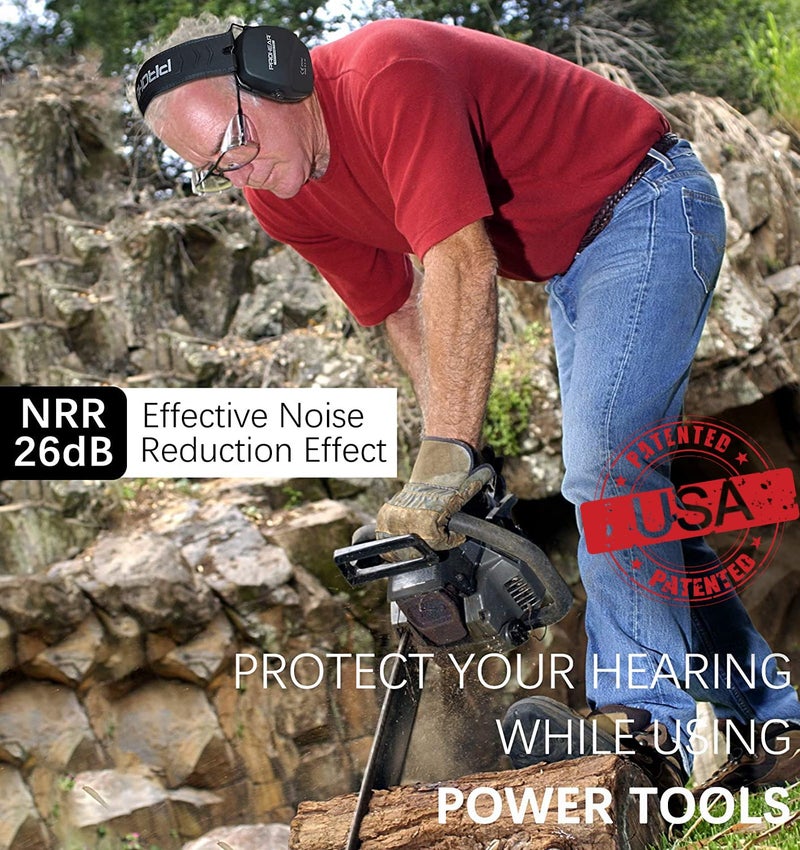 PROHEAR 016 Ear Protection Safety Earmuffs for Shooting, NRR 26dB Noise Reduction Slim Passive Hearing Protector with Low-Profile Earcups, Compact Foldable Ear Defenders for Gun Range, Hunting (Black) - Image 2