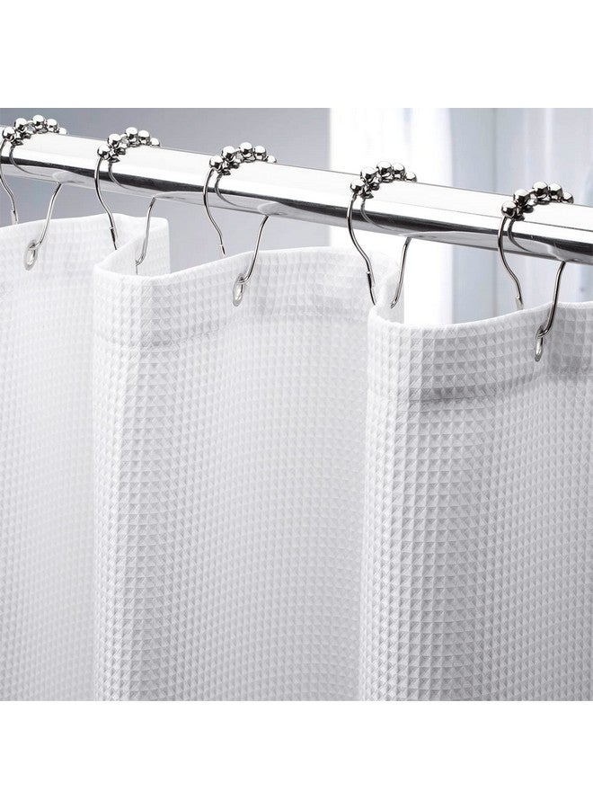 AmazerBath White Waffle Shower Curtain, 36x72 Inches, Fabric Stall Curtain With Waffle Weave, Hotel Quality Bathroom Shower Curtains - Image 1