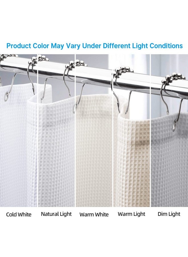 AmazerBath White Waffle Shower Curtain, 36x72 Inches, Fabric Stall Curtain With Waffle Weave, Hotel Quality Bathroom Shower Curtains - Image 3