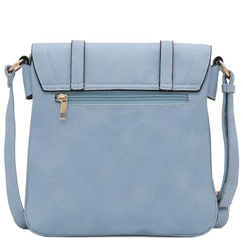 ALYSSA Double Compartment Large Flapover Crossbody Bag (Light Blue) - Image 3