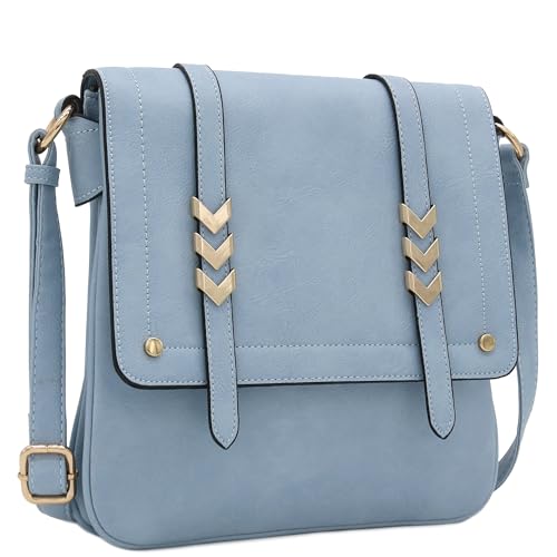 ALYSSA Double Compartment Large Flapover Crossbody Bag (Light Blue) - Image 2