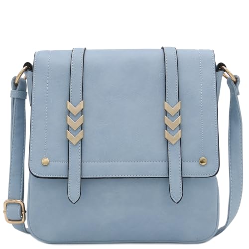ALYSSA Double Compartment Large Flapover Crossbody Bag (Light Blue) - Image 1