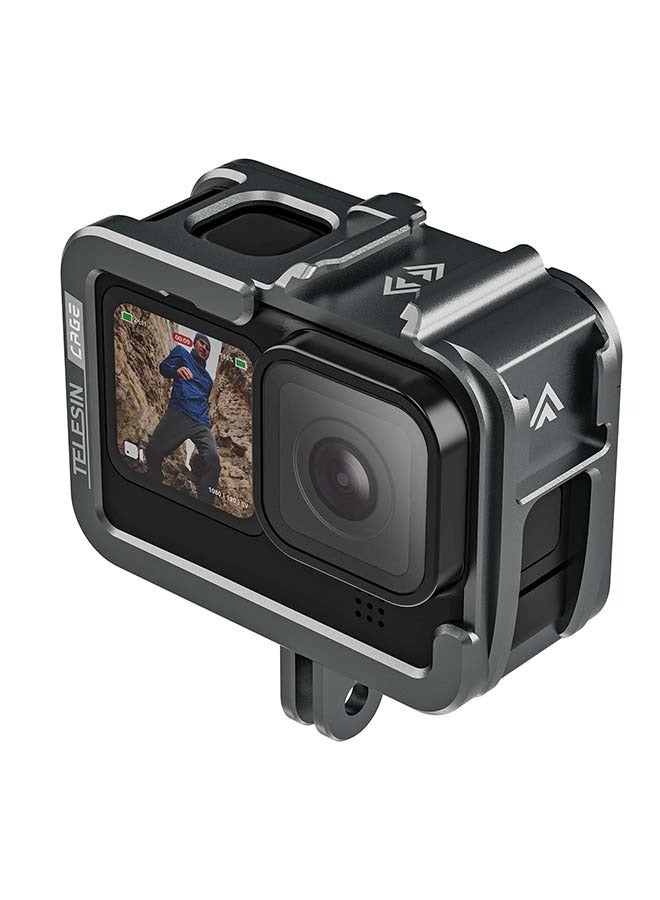 TELESIN TELESIN Aluminum Case Metal Cage Protective Frame Housing for GoPro Hero 12 11 10 9 Black, Fits for Go Pro When ND CPL Lens Filter Max Lens Mount on, with Cold Shoe Connect to Video Light Microphone  - Image 1