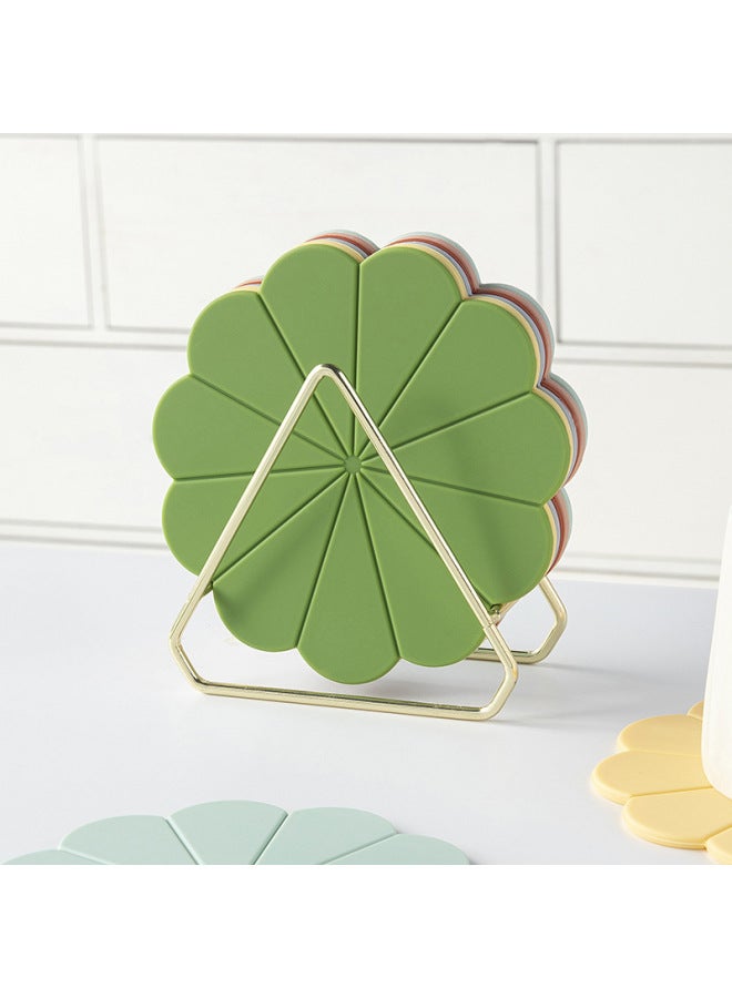 Nordic Style Household Kitchen Silicone Ins Round Heat Insulation Pad Thick Coaster Table Mat-Color:Sunflower Lotus Root Pink 1 Piece  - Image 2