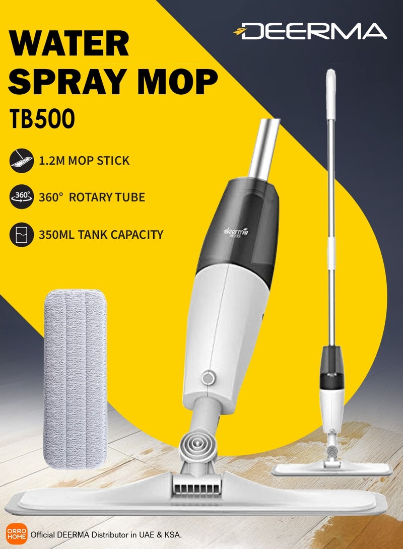 Deerma TB500 Water Spray Mop Carbon Fiber Dust Collector 360 Degree Rotating 350ml Tank Waxing Mop - White - Image 1
