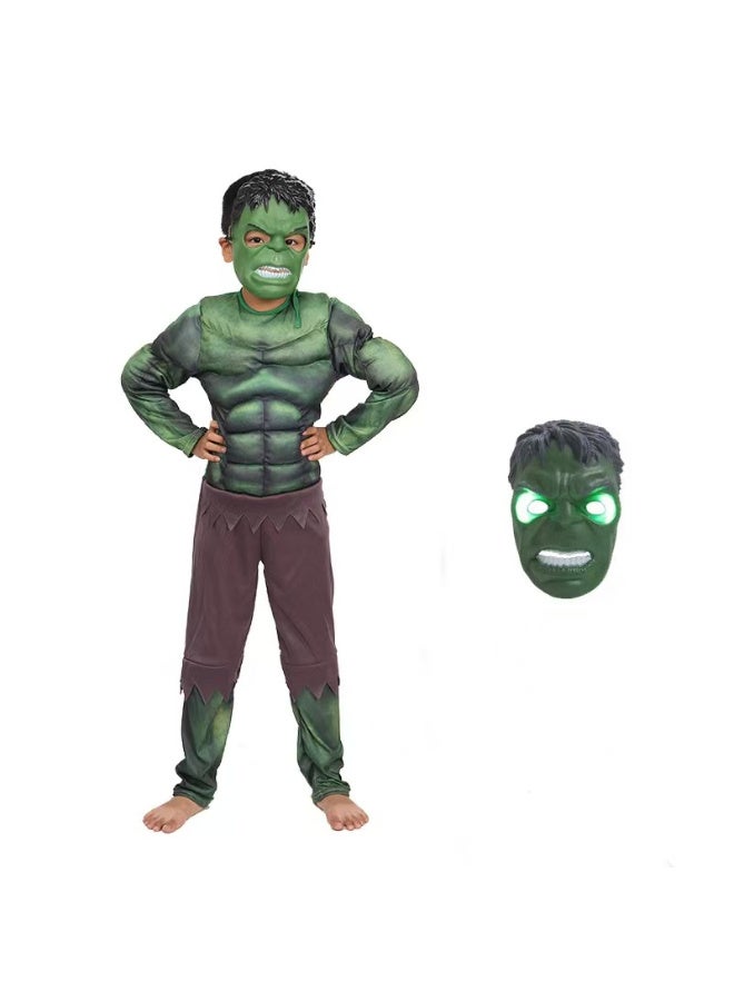TNGames 【Halloween Must-Have】Kids' Hulk Muscle Costume Set – Muscle Suit + Mask, Avengers-Themed Halloween Party Cosplay Outfit Product Highlights Size:S - Image 4