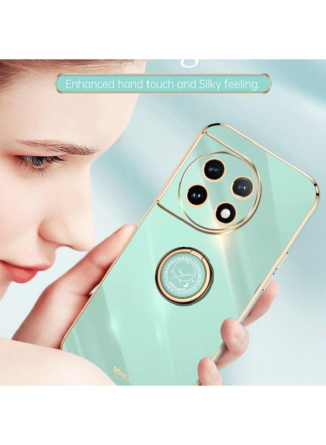 شين لي تونج جراب لهاتف OnePlus 11 مصنوع من مادة TPU المطلية بالكهرباء 6D ذات الحافة المستقيمة مع حامل حلقي - Image 5