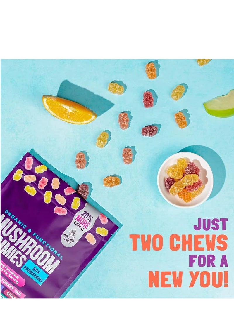 Wins Town Ashwagandha KSM-66, Reishi, Lions Mane, Shiitake, Cordyceps, Turkey Tail, Maitake, Chaga Supplement Gummies - Mixed Fruits, 80 Gummies  - Image 3