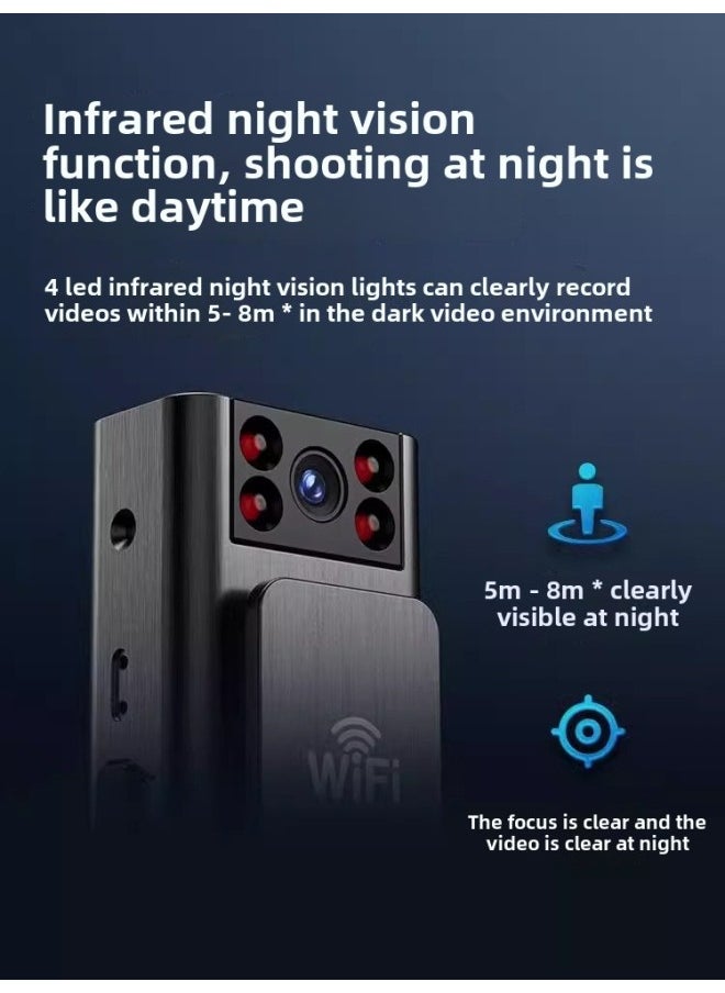 Generic Law Enforcement Recorder Recording Pen With Video Recording Integrated Wireless Camera Home Remote Mobile Phone Monitoring Sports Camera-Body Color:Wifi Mobile Phone Direct Connection + Enhanced Version 4k Full Color Law Envelope + Without Card - Black - Official Standard  - Image 4