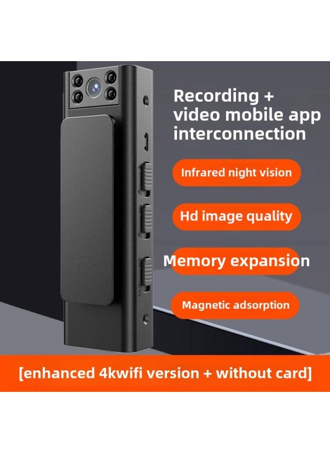 Generic Law Enforcement Recorder Recording Pen With Video Recording Integrated Wireless Camera Home Remote Mobile Phone Monitoring Sports Camera-Body Color:Wifi Mobile Phone Direct Connection + Enhanced Version 4k Full Color Law Envelope + Without Card - Black - Official Standard  - Image 1