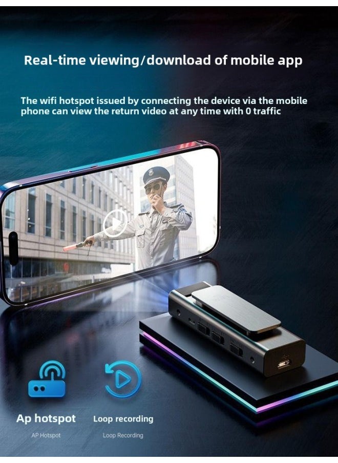Generic Law Enforcement Recorder Recording Pen With Video Recording Integrated Wireless Camera Home Remote Mobile Phone Monitoring Sports Camera-Body Color:Wifi Mobile Phone Direct Connection + Enhanced Version 4k Full Color Law Envelope + Without Card - Black - Official Standard  - Image 3